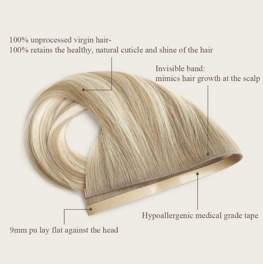 Ear to ear tapin extension In Ice blonde and Chocolate brown with highlights